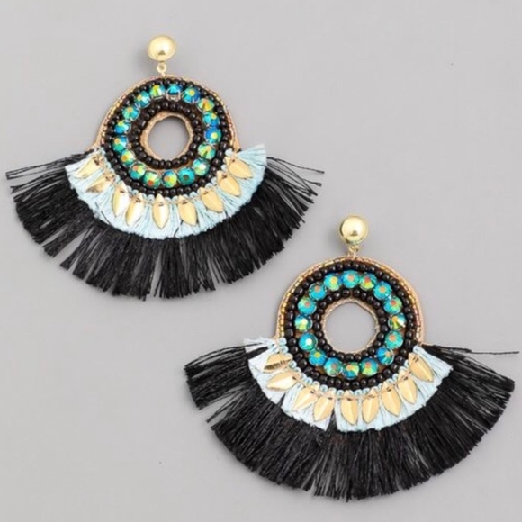 Peacock Fringe Earrings - Picture 1 of 1